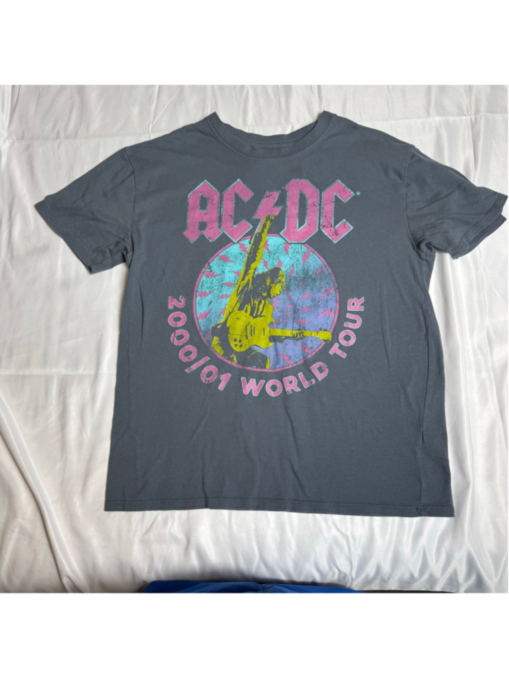 Boys AC/DC Graphic Short Sleeve Tee, Size 10/12, Grey and Pink